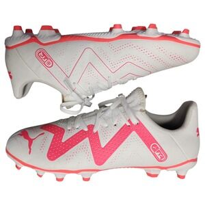 PUMA Future Play FG/AG Cleats Youth US‎ Size 6 White Pink Lace Up 107388-01 EUC